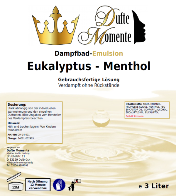 Eukalyptus - Menthol - Dampfbad Emulsion, gebrauchsfertig – Bild 2